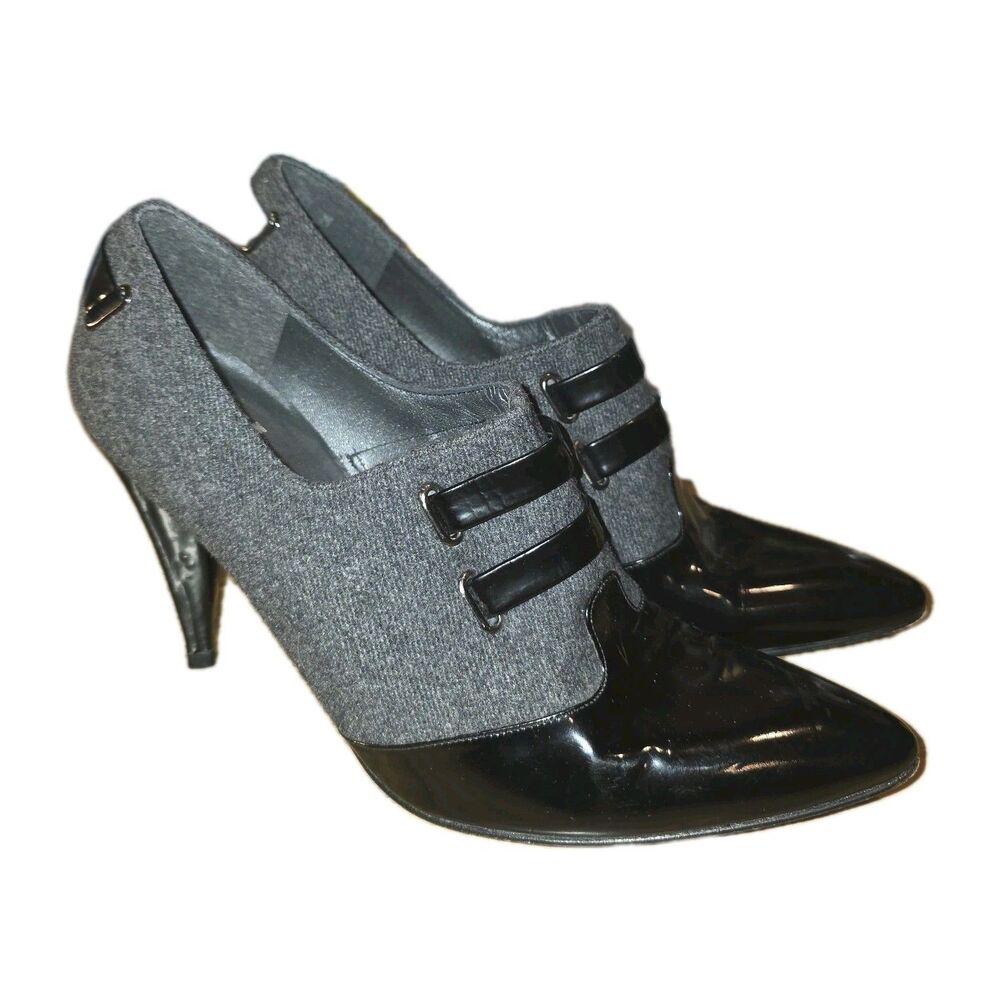 Stuart Weitzman Gray and Black Heeled Booties